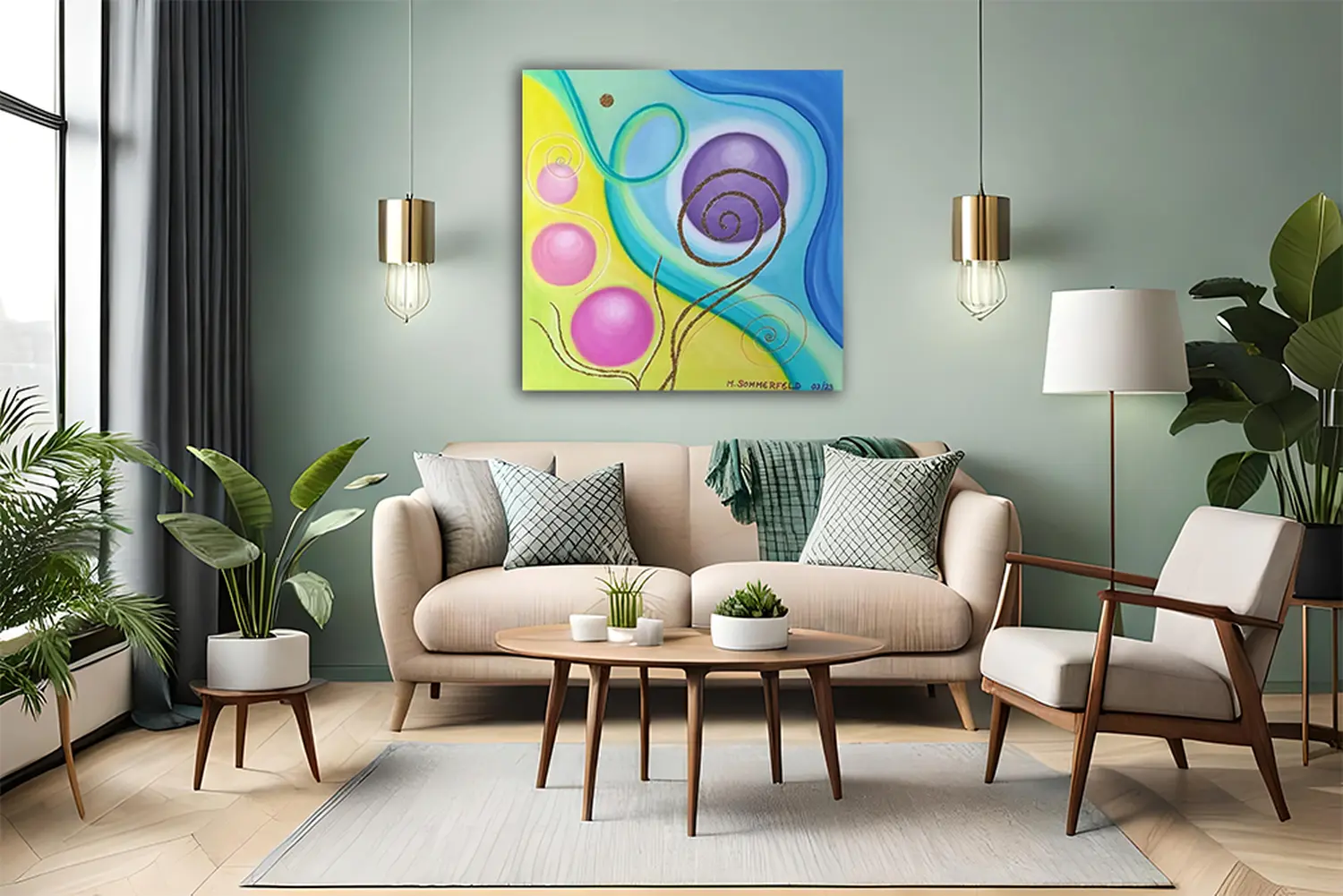Michaela Sommerfeld, Energie-Chakra-Gemälde an der Wand