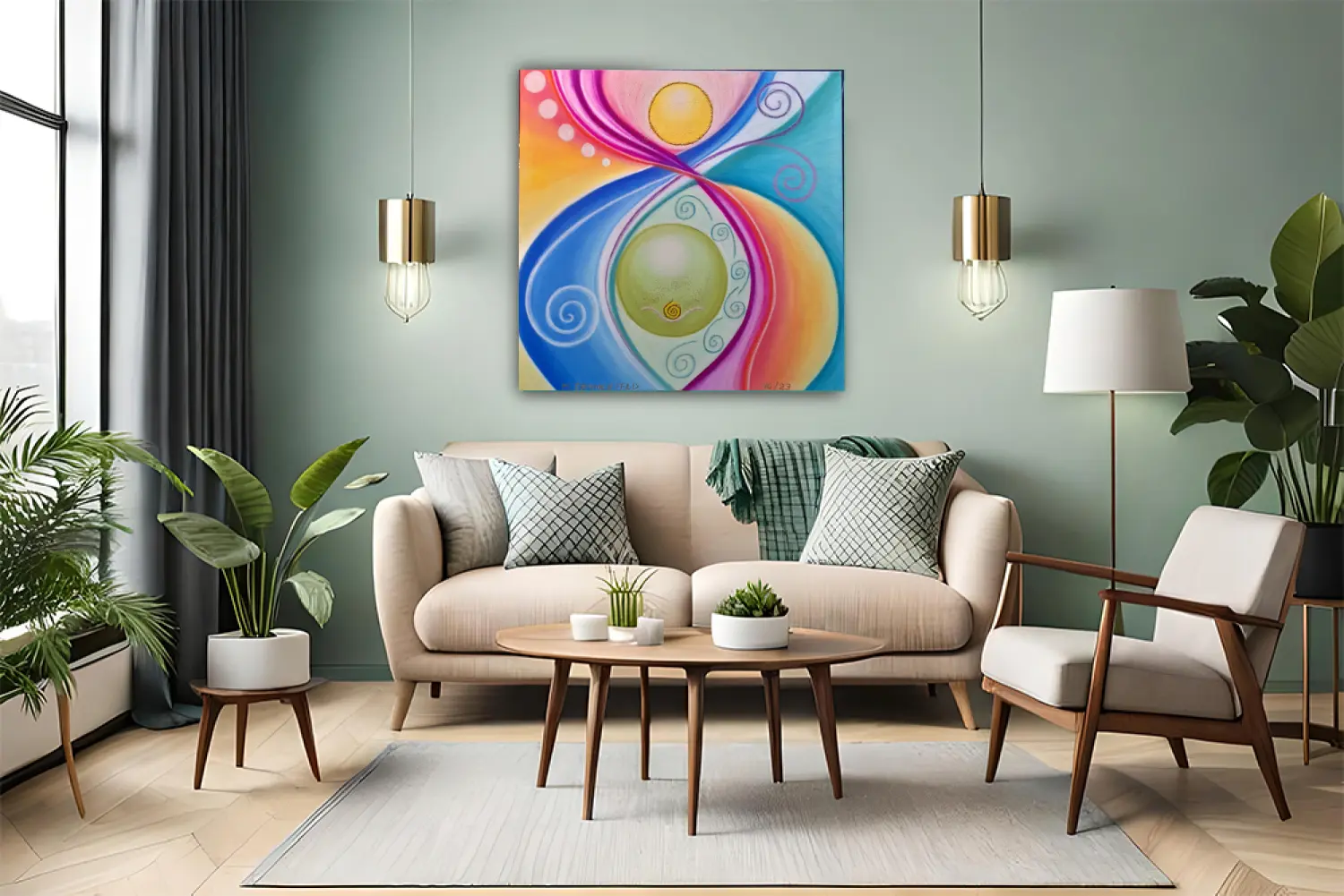 Michaela Sommerfeld, Energie-Chakra-Gemälde an der Wand
